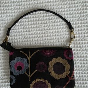 Elegant Floral Black Wristlet